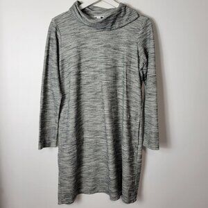 J. Jill Pure Size XS Gray Split Cowl-Neck Marled Tunic Dress Long Sleeve Pocket
